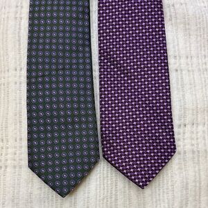 Paul Stuart Vintage Silk Elegant Purple and Green Patterned Ties